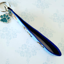 Load image into Gallery viewer, Sheltie Key Fob / Key Chain with Enameled Paw Print Charm