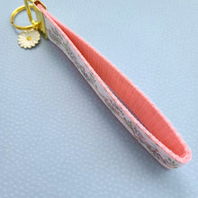 Load image into Gallery viewer, Koala Bear Family in Watercolor Gold Key Chain Fob with Enameled Flower Charm