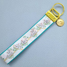 Load image into Gallery viewer, Koala Bear Family in Watercolor Gold Key Chain Fob with Enameled Flower Charm