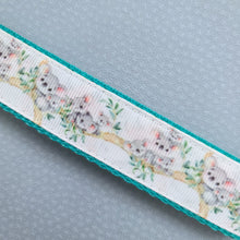 Load image into Gallery viewer, Koala Bear Family in Watercolor Gold Key Chain Fob with Enameled Flower Charm