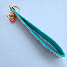 Load image into Gallery viewer, Sloths and Flowers Key Chain Fob with Strawberry and Leaf Charm