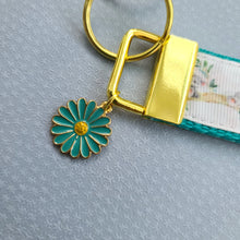 Load image into Gallery viewer, Koala Bear Family in Watercolor Gold Key Chain Fob with Enameled Flower Charm