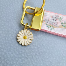 Load image into Gallery viewer, Koala Bear Family in Watercolor Gold Key Chain Fob with Enameled Flower Charm