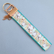 Load image into Gallery viewer, Koala Bears on Watercolor Bamboo Rose Gold Key Chain Fob with Rose Charm