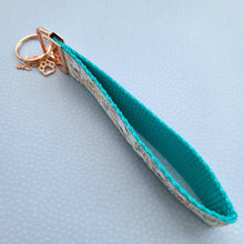 Load image into Gallery viewer, Koala Bears on Watercolor Bamboo Rose Gold Key Chain Fob with Rose Charm