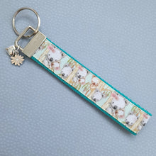 Load image into Gallery viewer, Koala Bears on Watercolor Bamboo Rose Gold Key Chain Fob with Rose Charm