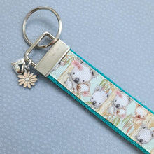 Load image into Gallery viewer, Koala Bears on Watercolor Bamboo Rose Gold Key Chain Fob with Rose Charm