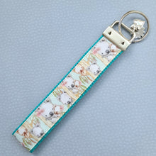 Load image into Gallery viewer, Koala Bears on Watercolor Bamboo Rose Gold Key Chain Fob with Rose Charm