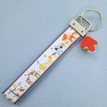 Load image into Gallery viewer, Woodland Animals Fox Bunny Deer Porcupine Owl Racoon Bird Key Chain Fob with Mushroom Charm