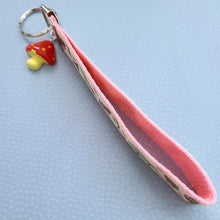 Load image into Gallery viewer, Glittery Deer and Owl Key Chain Fob with Mushroom Charm