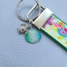 Load image into Gallery viewer, Sea Animal Key Chain Fob with Turtles Dolphins Starfish & Whales includes Dolphin or Turtle Charm