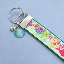 Load image into Gallery viewer, Sea Animal Key Chain Fob with Turtles Dolphins Starfish & Whales includes Dolphin or Turtle Charm