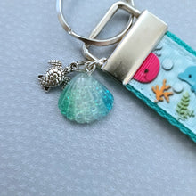 Load image into Gallery viewer, Sea Animal Key Chain Fob with Turtles Dolphins Starfish & Whales includes Dolphin or Turtle Charm