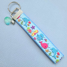 Load image into Gallery viewer, Sea Animal Key Chain Fob with Turtles Dolphins Starfish & Whales includes Dolphin or Turtle Charm
