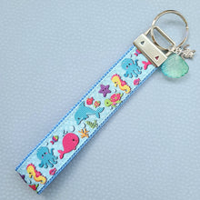 Load image into Gallery viewer, Sea Animal Key Chain Fob with Turtles Dolphins Starfish & Whales includes Dolphin or Turtle Charm