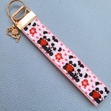 Load image into Gallery viewer, Pandas Holding Hearts Key Chain Fob with Charm