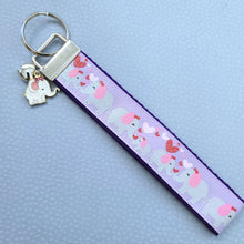 Load image into Gallery viewer, Elephant Mommy & Baby Love Sparkles on Rose Gold Key Chain Fob with Rose Charm