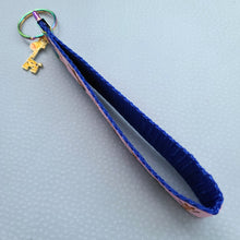 Load image into Gallery viewer, Giraffes on Pink Key Chain Fob with Enameled Giraffe charm