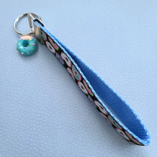Load image into Gallery viewer, Donuts with Sparkles Key Chain Fob Wristlet with Yummy Donut Charm