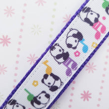 Load image into Gallery viewer, Pandas Sitting on Notes Key Chain Fob with Enameled Note Charm