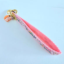 Load image into Gallery viewer, Some Bunny Loves You with Glitter Flowers &amp; Carrots on Gold Key Chain Fob includes Enameled Bunny Charm
