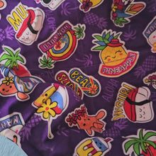 Load and play video in Gallery viewer, Hawaii Musubi Shave Ice Pineapple Hula Bowl Cozie- Reversible 100% Cotton Bowl Cozy
