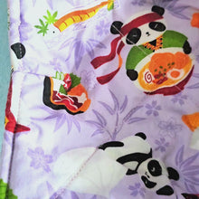 Load and play video in Gallery viewer, Panda Sushi Dim Sum in Blue or Lavender - Reversible 100% Cotton Bowl Cozy
