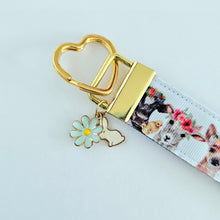 Load image into Gallery viewer, Animals with Leipo&#39;o (Wreaths) - Key Chain Fob with Your Choice of Rose Gold, Yellow Gold or Silver Hardware
