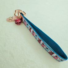 Load image into Gallery viewer, Bunnies with Bows Stars and Polka Dots Key Chain Fob your choice of hardware color
