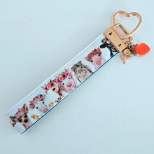 Load image into Gallery viewer, Animals with Leipo&#39;o (Wreaths) - Key Chain Fob with Your Choice of Rose Gold, Yellow Gold or Silver Hardware
