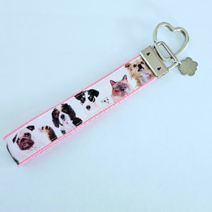 All Animals are Precious Heart Key Fob Wristlet