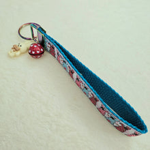 Load image into Gallery viewer, Bunnies with Bows Stars and Polka Dots Key Chain Fob your choice of hardware color

