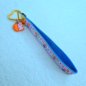 Bunny Flowers & Carrots Glittery Key Chain Fob on Gold with Bunny Charm