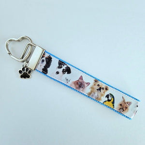 All Animals are Precious Heart Key Fob Wristlet