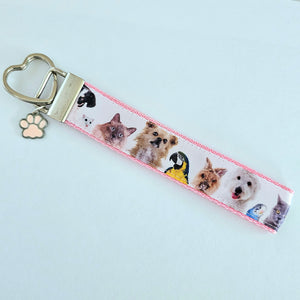 All Animals are Precious Heart Key Fob Wristlet