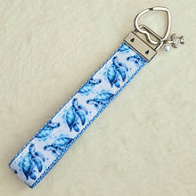 Load image into Gallery viewer, Sea Turtles Honu on Silver Heart Key Chain Fob with Turtle &amp; Pearl Charm
