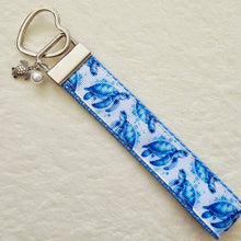Load image into Gallery viewer, Sea Turtles Honu on Silver Heart Key Chain Fob with Turtle &amp; Pearl Charm
