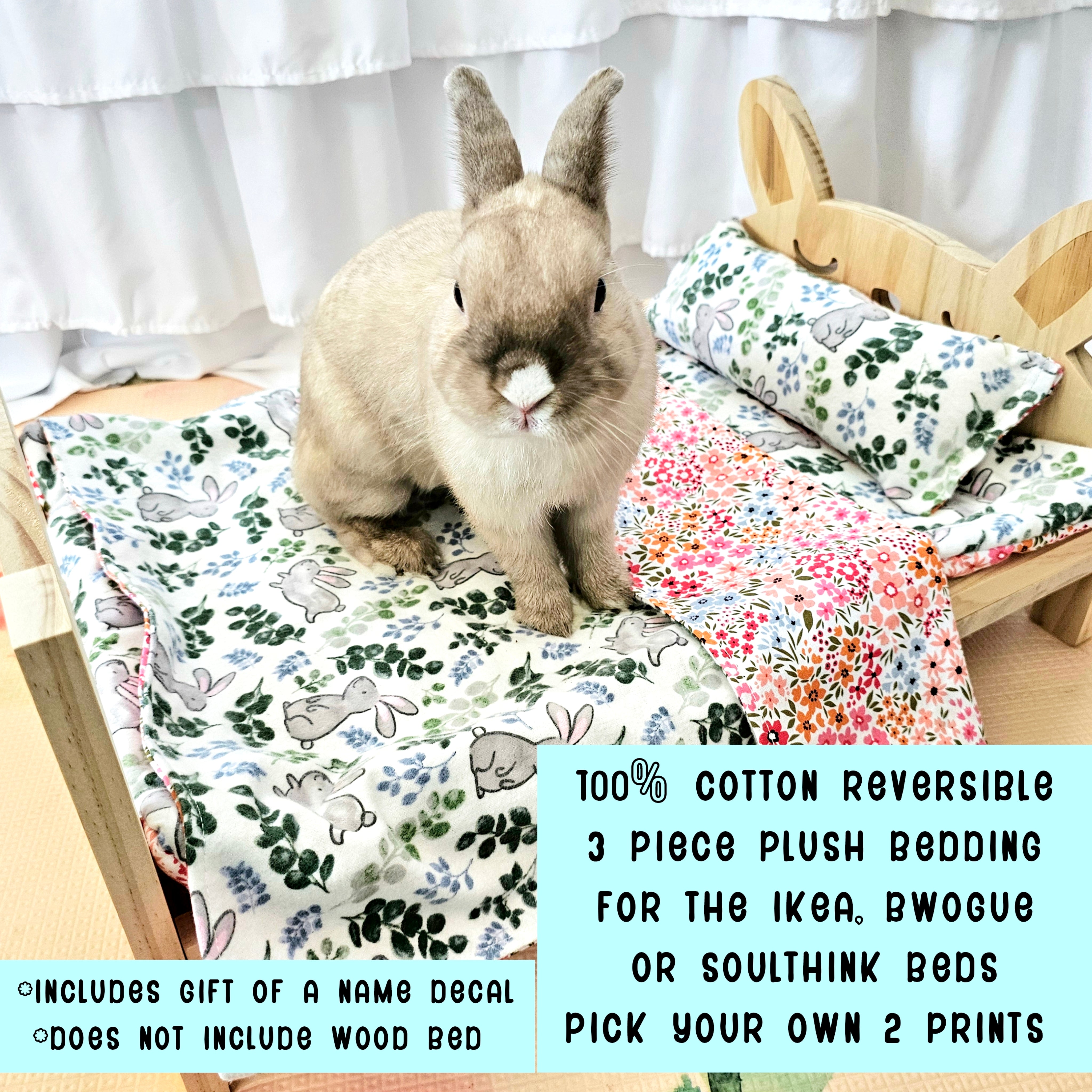 Design Your Own 100 Cotton Bunny Bedding Set for Wood Bunny Beds Bunnies With Aloha