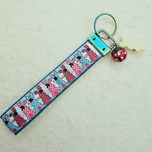 Bunnies with Bows Stars and Polka Dots Key Chain Fob your choice of hardware color
