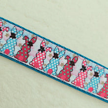 Load image into Gallery viewer, Bunnies with Bows Stars and Polka Dots Key Chain Fob your choice of hardware color
