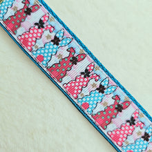 Load image into Gallery viewer, Bunnies with Bows Stars and Polka Dots Key Chain Fob your choice of hardware color
