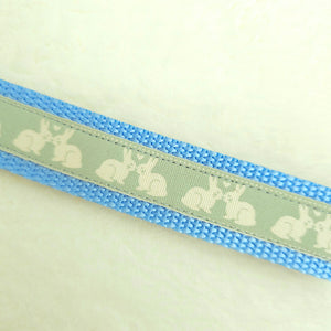 Bunnies In Love on Blue Keychain Fob with Cute Bunny Charm