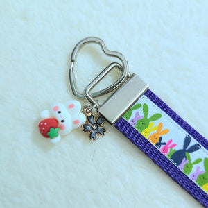 Bunny Family with Strawberry Bunny & Flower Charms