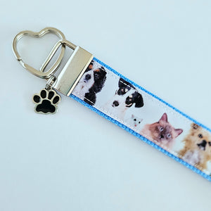All Animals are Precious Heart Key Fob Wristlet