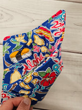 Load image into Gallery viewer, Blue Hawaii Reversible 100% Cotton Bowl Cozy - Musubi, Turtle, Ukelele, Hibiscus, Surfboard
