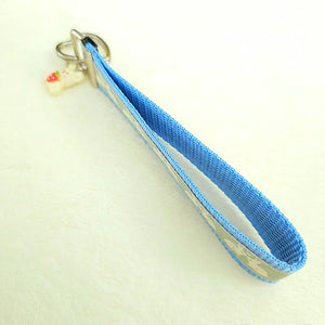 Bunnies In Love on Blue Keychain Fob with Cute Bunny Charm