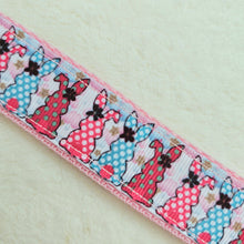 Load image into Gallery viewer, Bunnies with Bows Stars and Polka Dots Key Chain Fob your choice of hardware color
