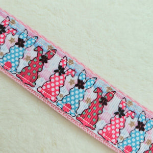 Bunnies with Bows Stars and Polka Dots Key Chain Fob your choice of hardware color