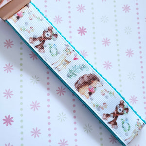 Forest Friends with Glitter Key Chain Fob featuring Hedgehogs Deer & Bear with cute charm