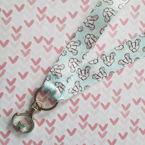 Bunny Butt Lanyard with Silver Heart Clasp